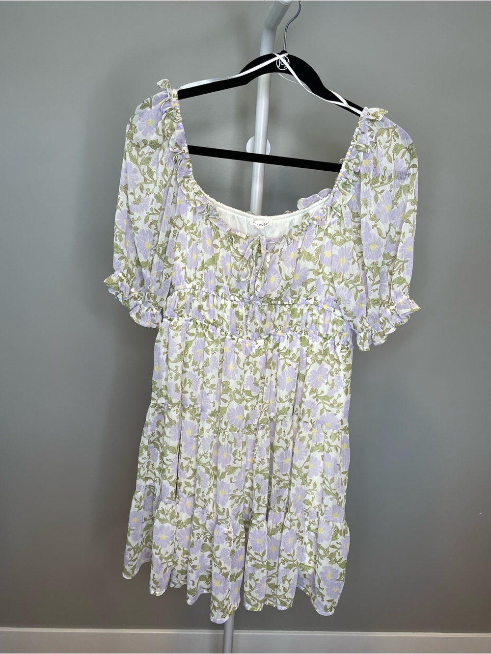 Blu Pepper Lavender Floral Smocked Babydoll Dress - Large